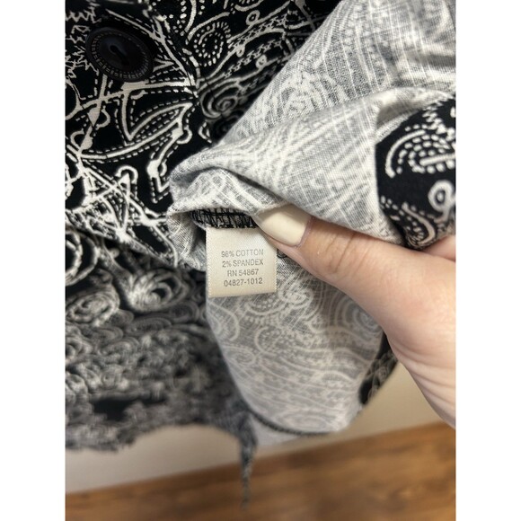 Christopher & Banks Women’s Vest S Black White Abstract Print Cotton Button Up - Picture 5 of 5